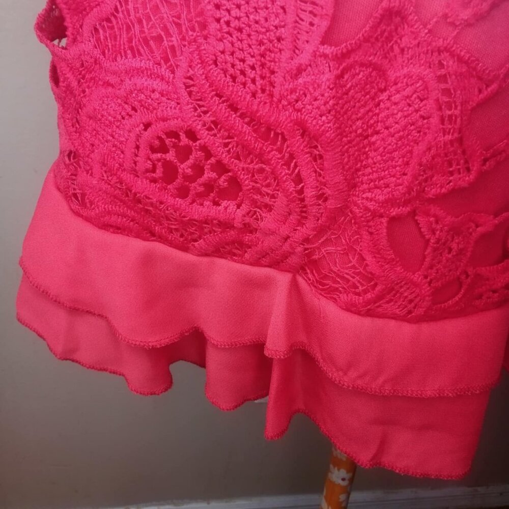 SEXY RED LACE RUFFLE DRESS BNWT - Picture 11 of 13
